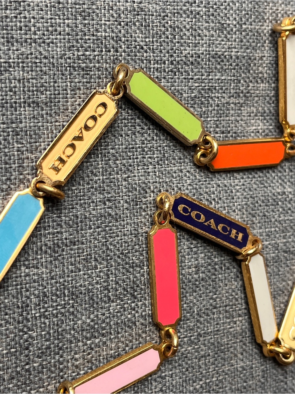 Coach Colorblock Enamel Link Necklace with Multicolor and Logo Links - Picture 6 of 10